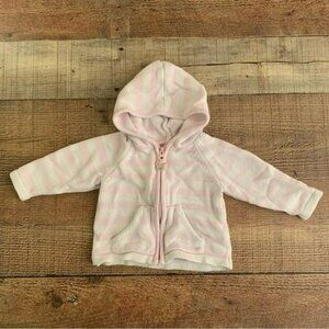 Carters baby girls pink and white striped hooded zip up jacket -6M